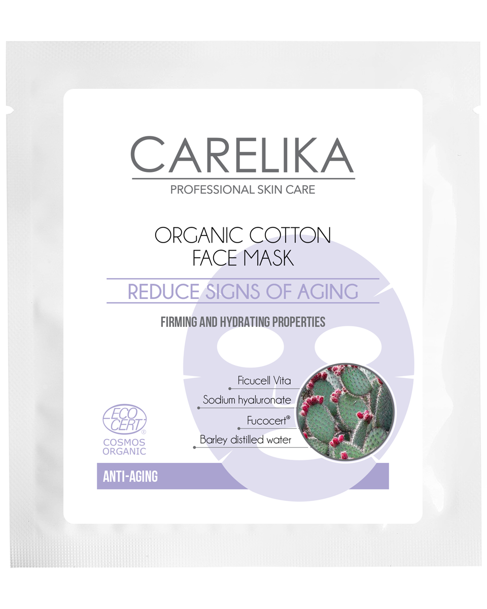 Mascarilla facial de algodón orgánico Carelika con fucogel