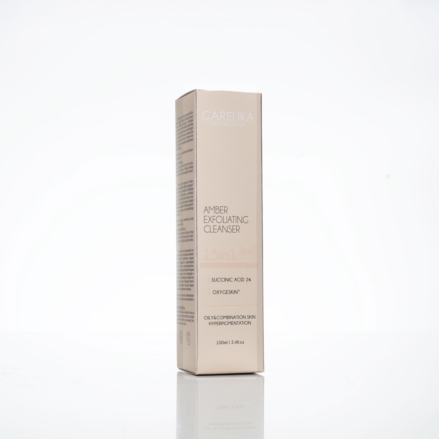 Limpiador exfoliante de ámbar Carelika 15 en 1 con ácido succínico al 2 %