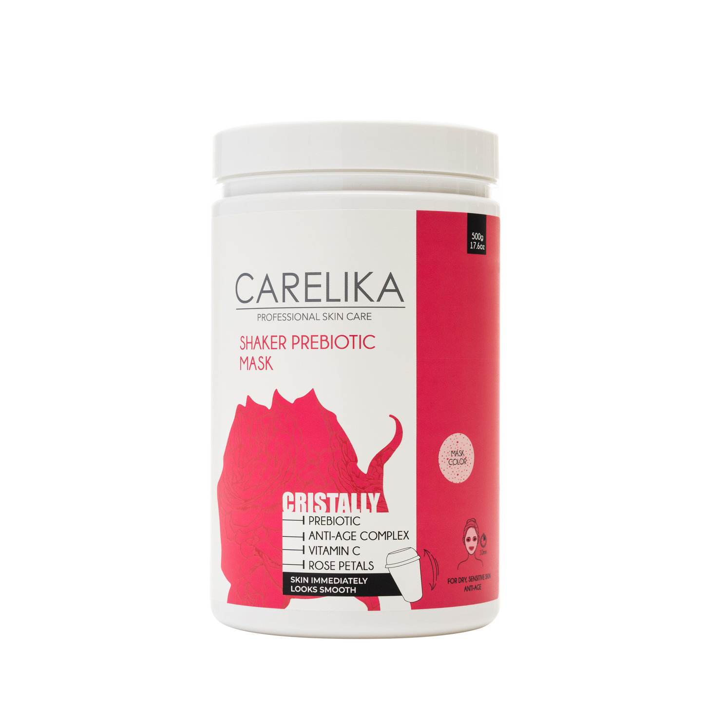 Mascarilla prebiótica Carelika Shaker Cristally con pétalos de rosa