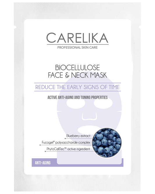 Mascarilla facial y de cuello de biocelulosa Carelika con colágeno