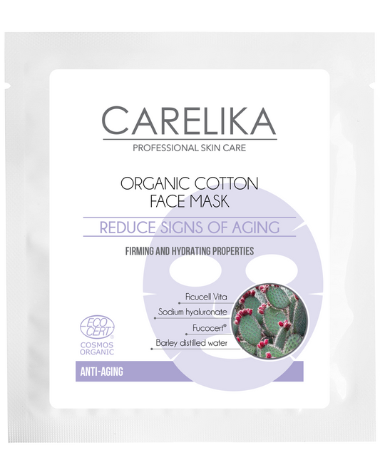 Mascarilla facial de algodón orgánico Carelika con fucogel