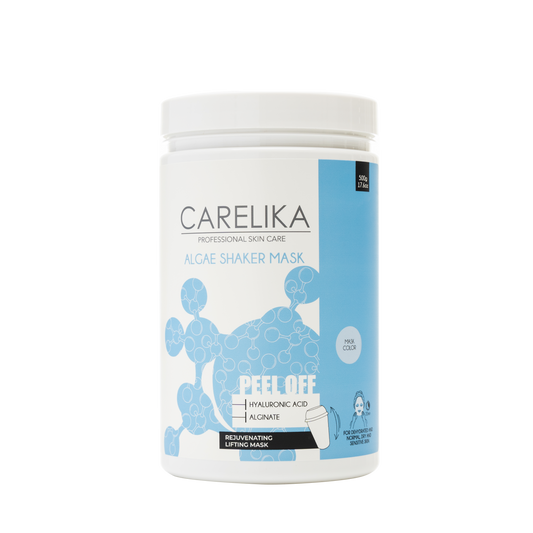 Mascarilla Peel Off Carelika Shaker con ácido hialurónico en frasco